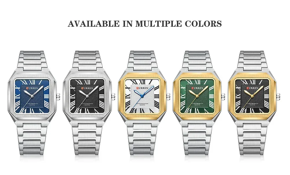 Curren 8482 Mens Square Watch Front View