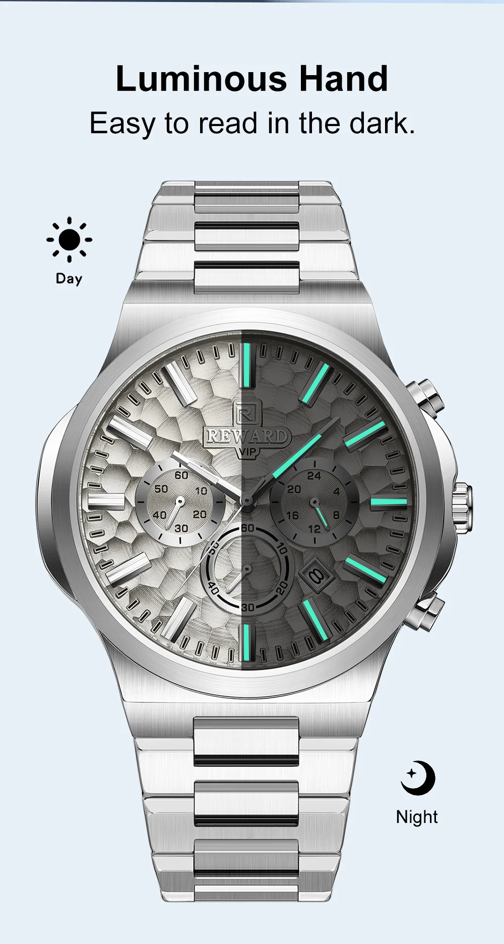 REWARD Men's Honeycomb Chronograph Stainless Steel Watch RD813050M