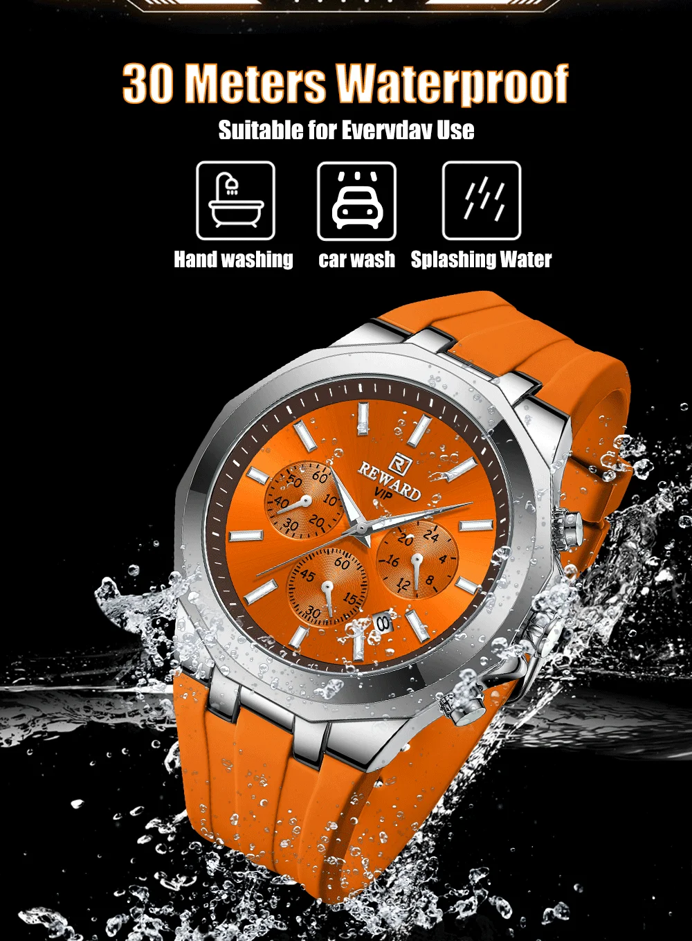 REWARD VIP Watch for Men Custom Luxury Fashion Silicone Sport Watches RD83966M