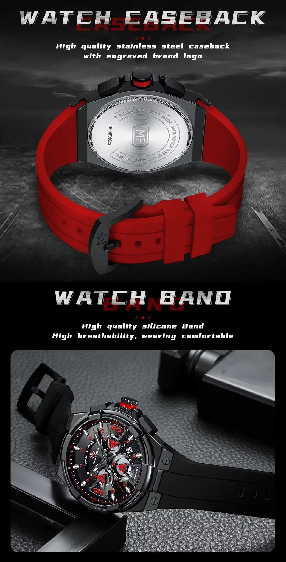 MINI FOCUS MF0402G Auto Date 3-Subdial Men's Chronograph Watches