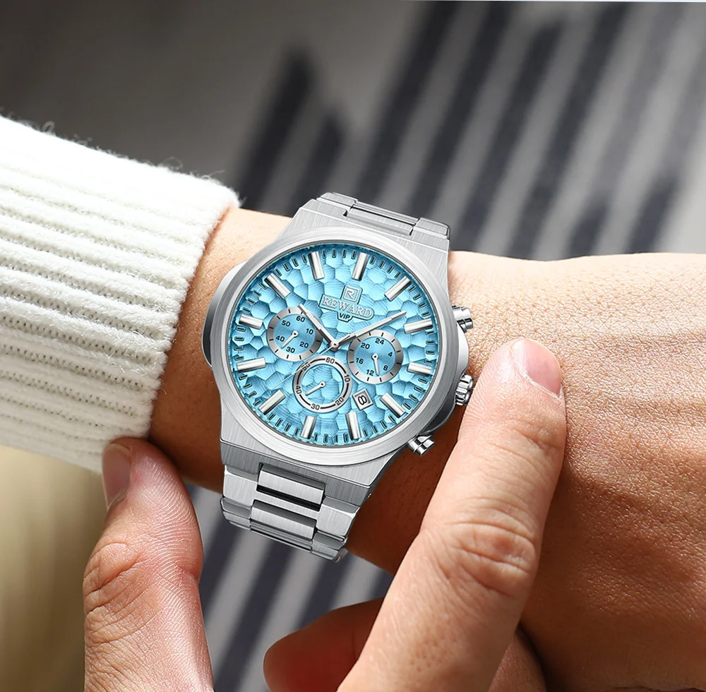 REWARD Men's Honeycomb Chronograph Stainless Steel Watch RD813050M