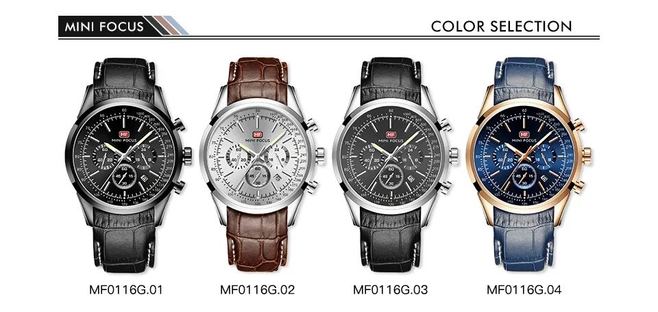 MINI FOCUS MF0116G luxury men wristwatch front view