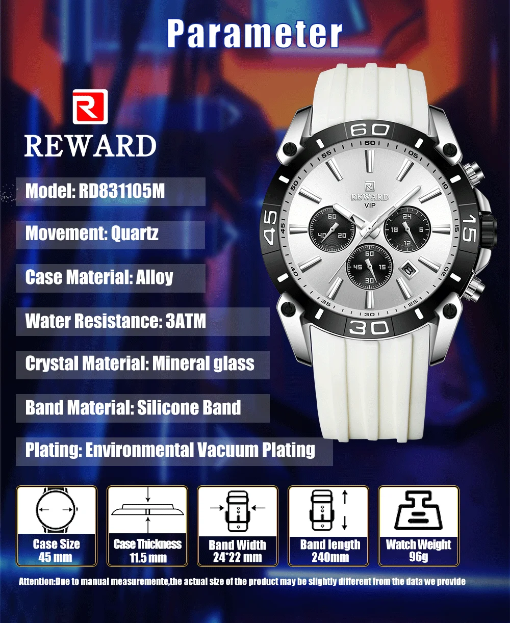 REWARD VIP Watch 3-Subdial Men's Chronograph Watches RD831105M