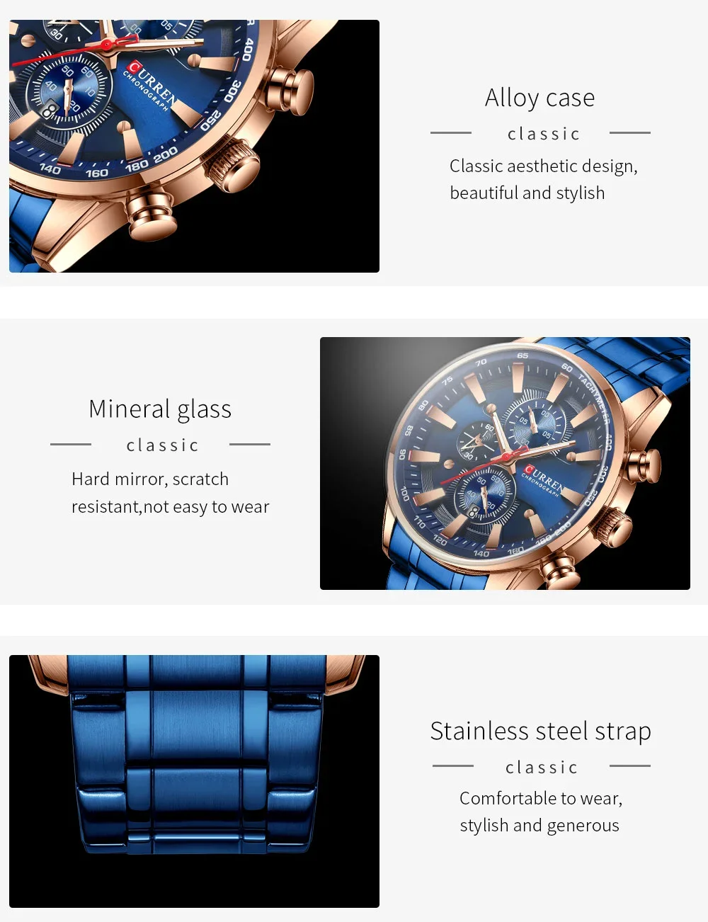 Curren 8351 Fashion Casual Men Quartz Chronograph Luxury Watches