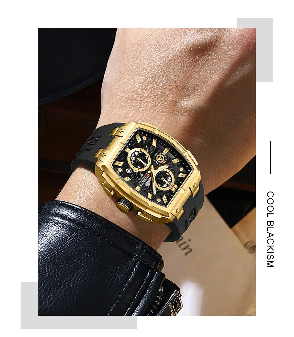 CURREN 8488 Men's Waterproof 3-Subdial Chronograph Watch