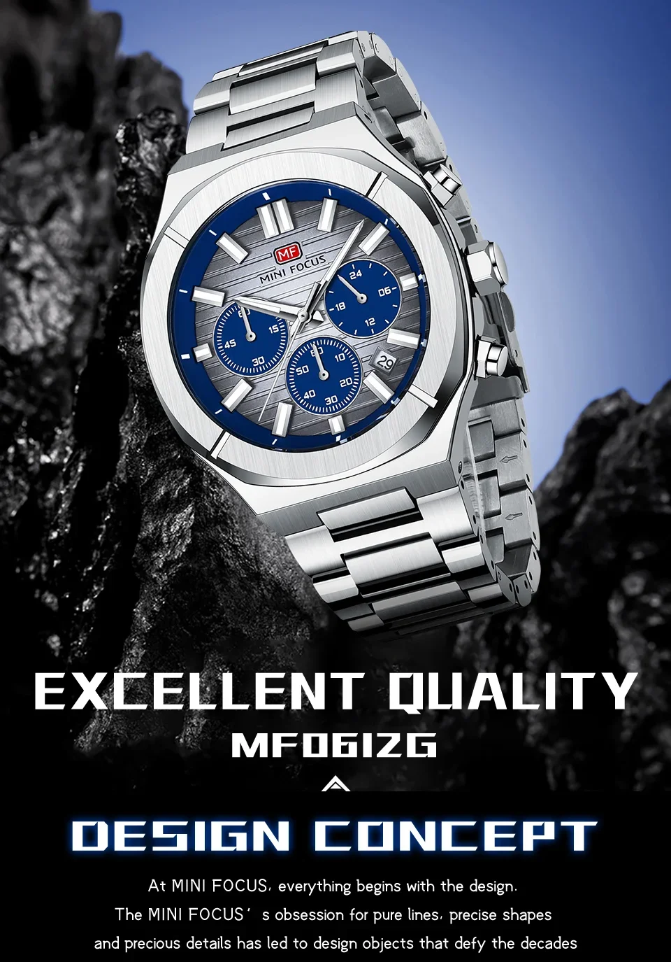MINI FOCUS MF0612G Wholesale Quartz Chronograph Men's Watch with Luminous Hands & Calendar–Bulk Supplier