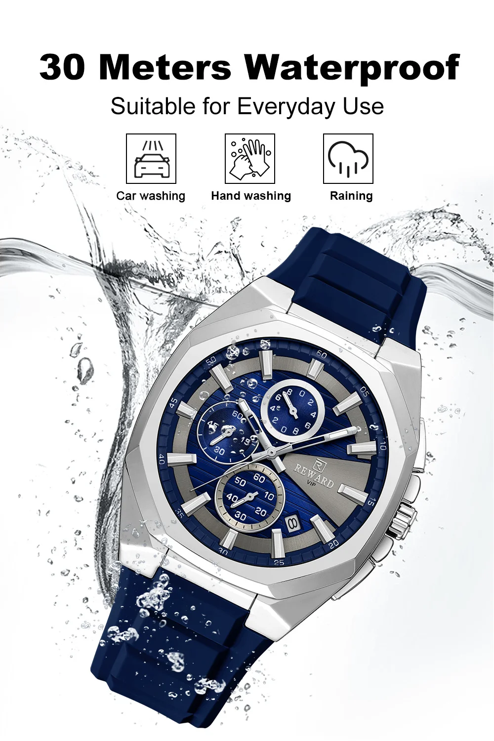 REWARD VIP RD833152M Men's Chronograph Quartz Watch with 30M Water Resistant