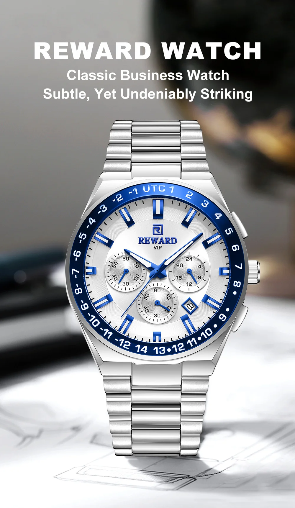 Reward 2026 Mens Luxury Wristwatch Solid Stainless Steel Band Waches RD813150M