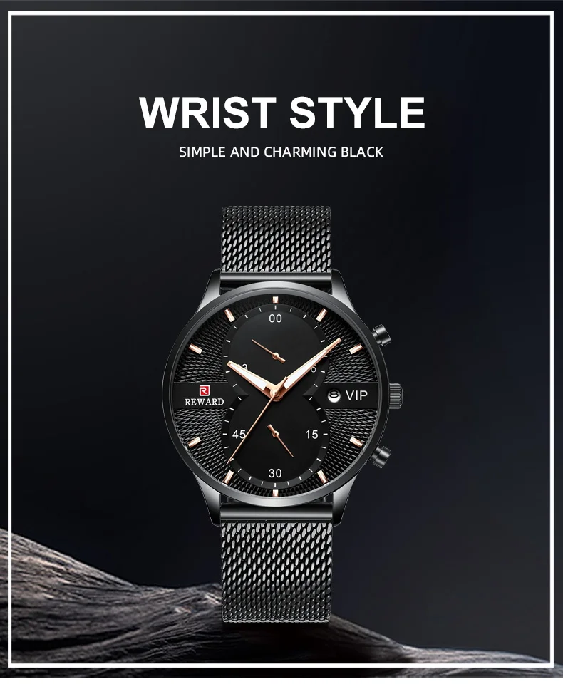Reward RD82001M Men's Luxury Waterproof Ultra Thin Wrist Watches