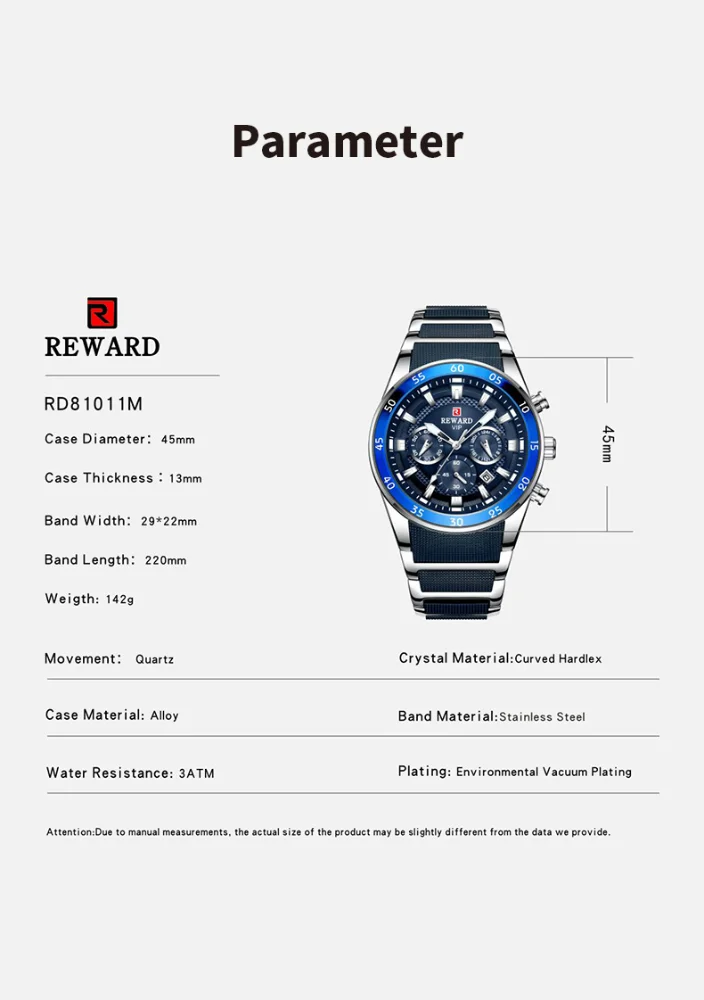 Reward RD81011M VIP Men's Waterproof Quartz Watch 