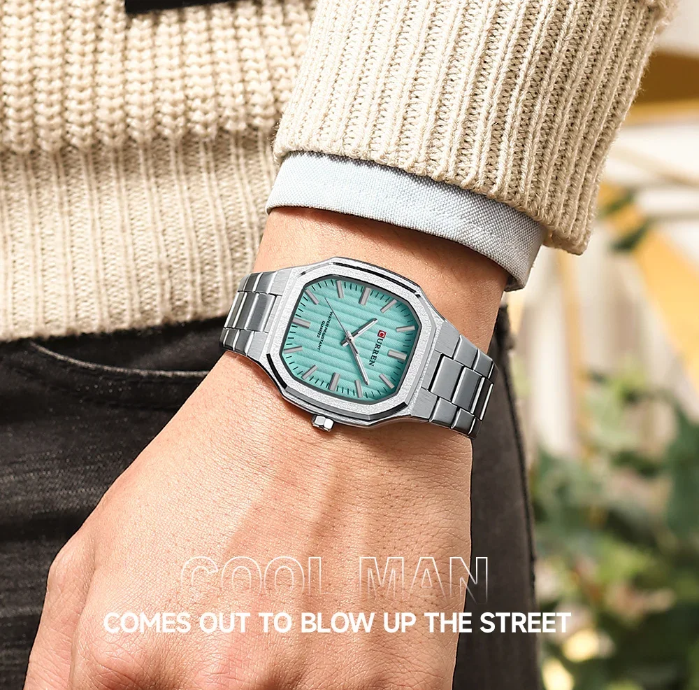 CURREN 8458 Men's Square Steel Band Quartz Watch Supplier