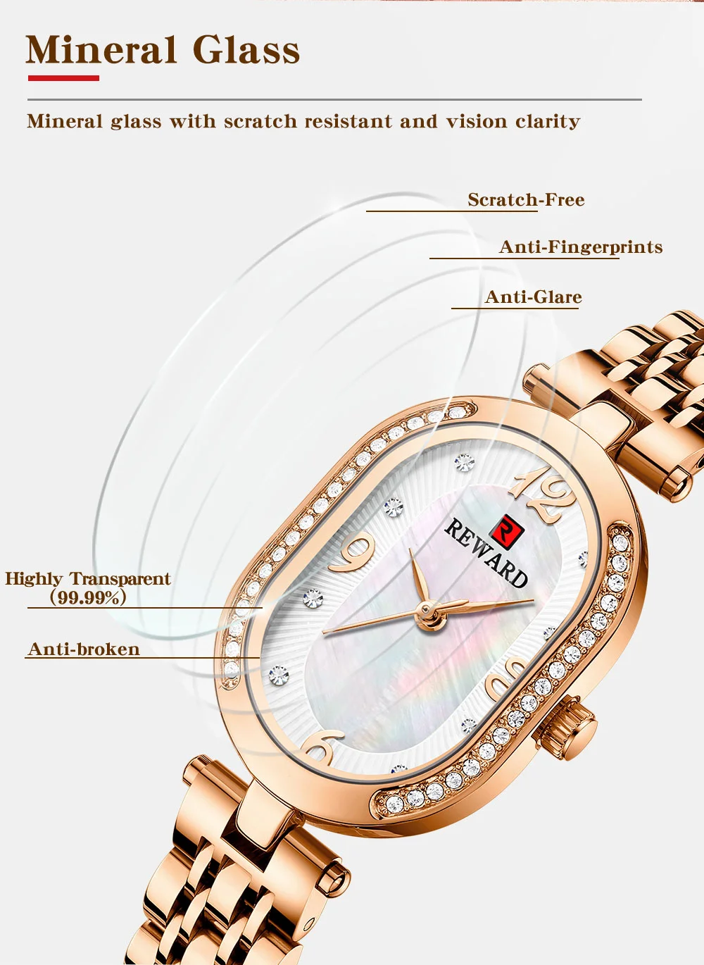 Wholesale REWARD RD21058L Elegant Oval Ladies Quartz Watch Support Ready to Ship