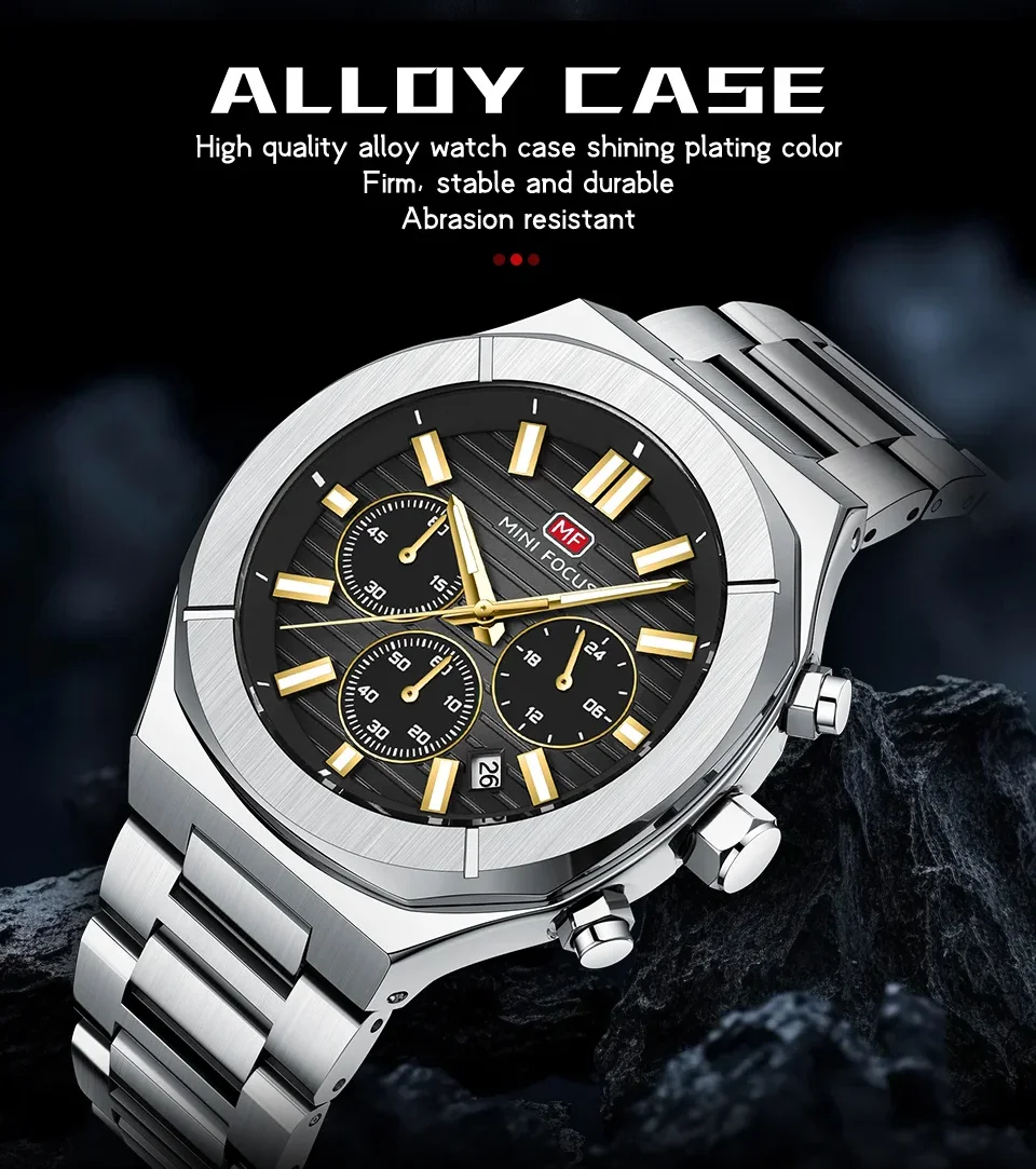 MINI FOCUS MF0612G Wholesale Quartz Chronograph Men's Watch with Luminous Hands & Calendar–Bulk Supplier