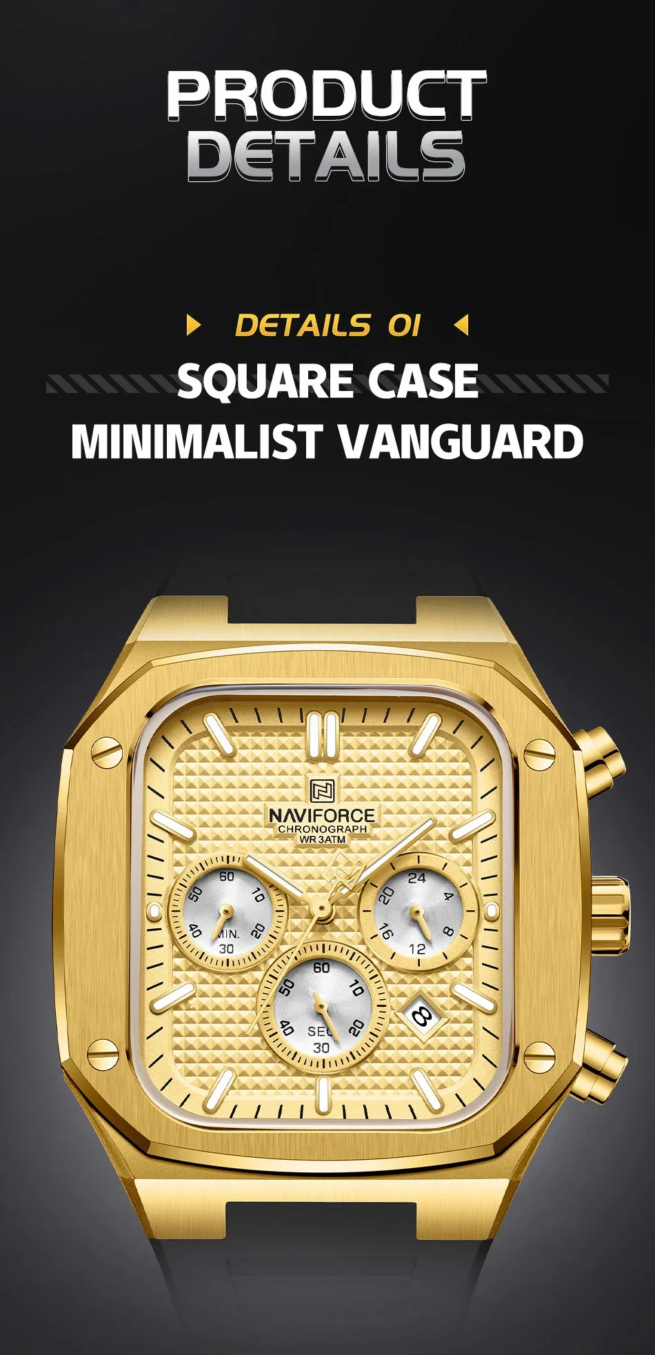 Wholesale Naviforce NF8037 3bar Men's Multifunction & Luminous Quartz Watches