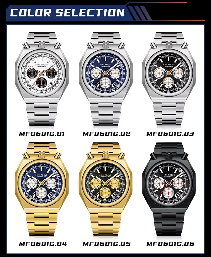 Mini Focus MF0601G Men's Retro Quartz Watch front view