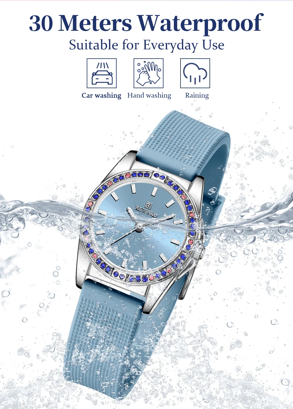 Wholesale REWARD RD232013L Luxury Diamond Fashion Silicone Lady's Wristwatch