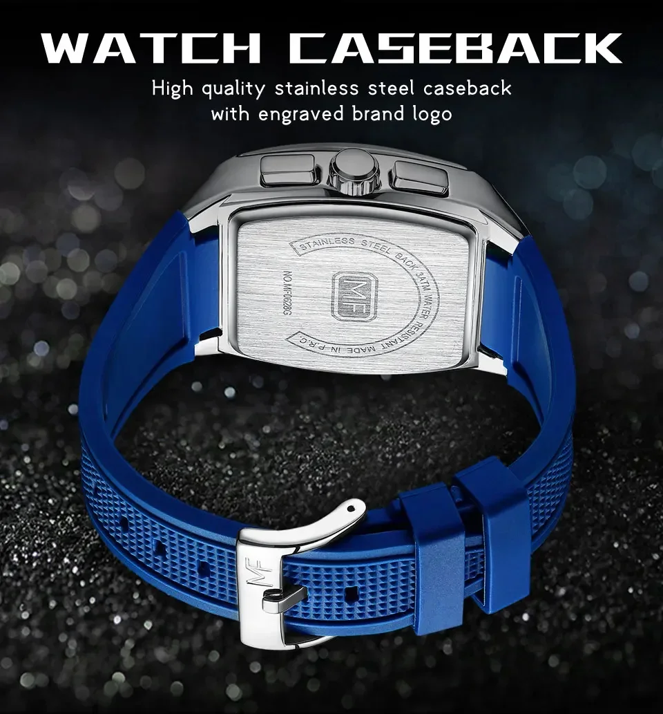 MINI FOCUS MF0628G Men Silicone Strap Luminous Sports Quartz Watch