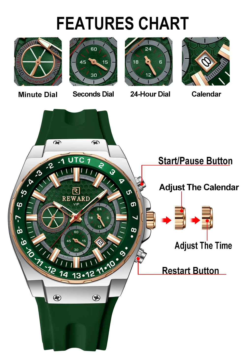 REWARD RD833049M Watch Showcasing its Alloy Case Detail