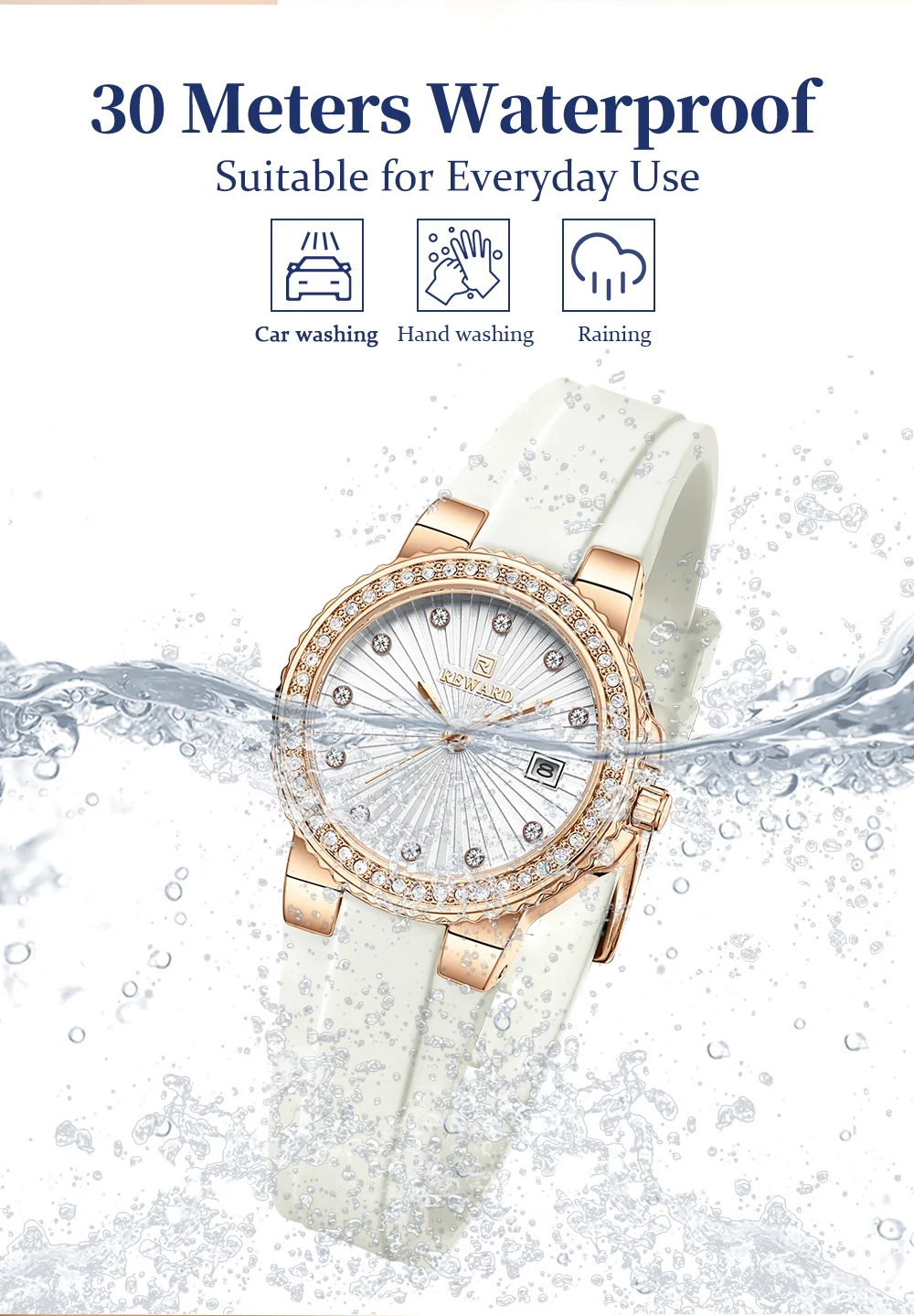 REWARD RD231780L Women Fashion 30 Meters Waterproof Diamond Quartz Watch