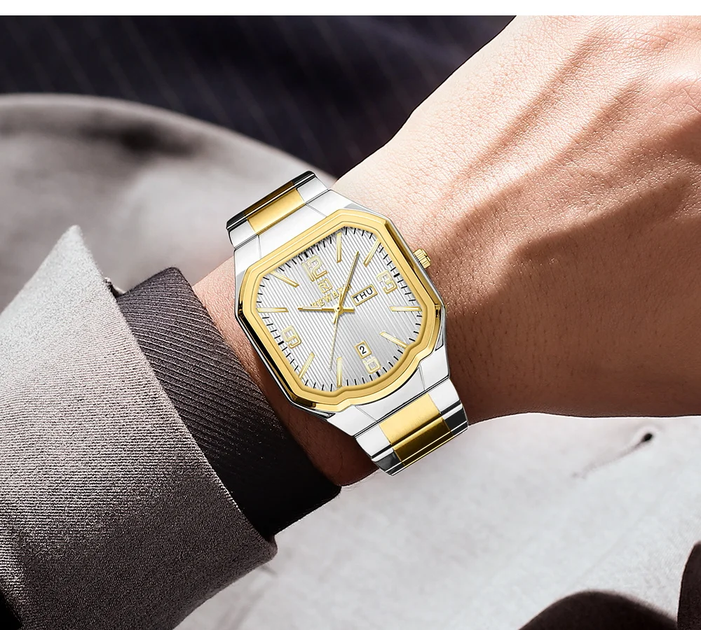 REWARD RD613377M Men's Large Square Waterproof Quartz Steel Watch