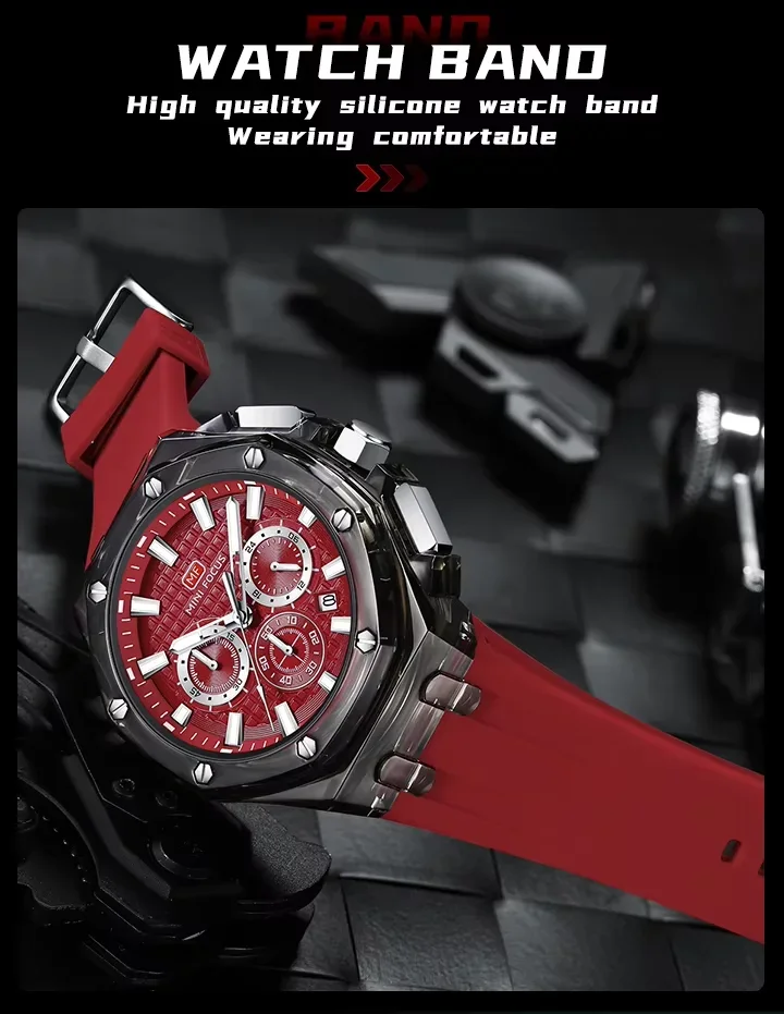 MINI FOCUS Original Octagonal Transparent Case Mens Watch MF0616G