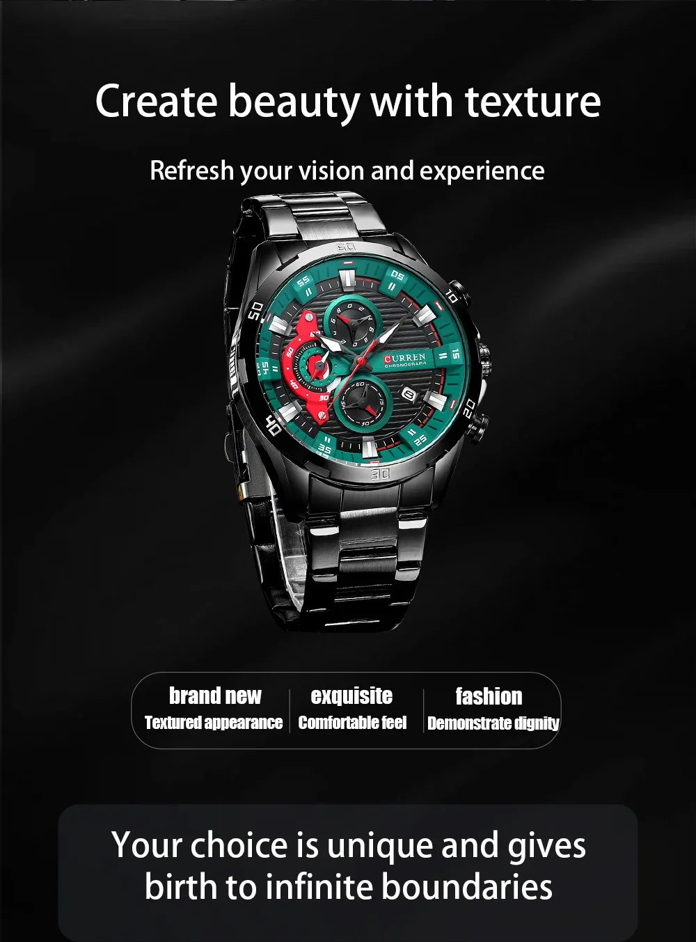 CURREN 8402 Factory Direct Multifunction Chronograph Waterproof Watch Dropshipping
