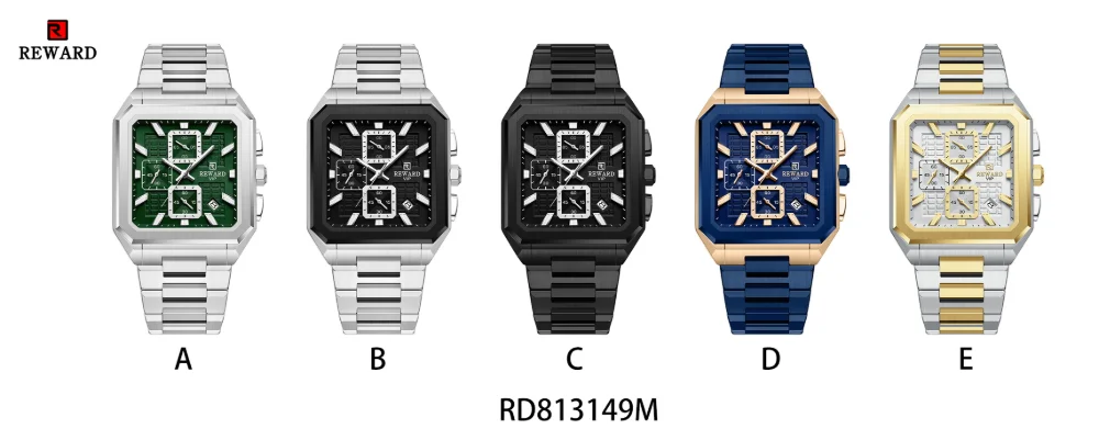 Reward RD813149M square chronograph watch front view
