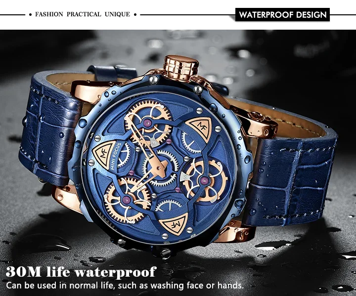 Bulk Mini Focus MF0249G Skeleton Men Quartz Watch Leather Ready to Ship Best Price