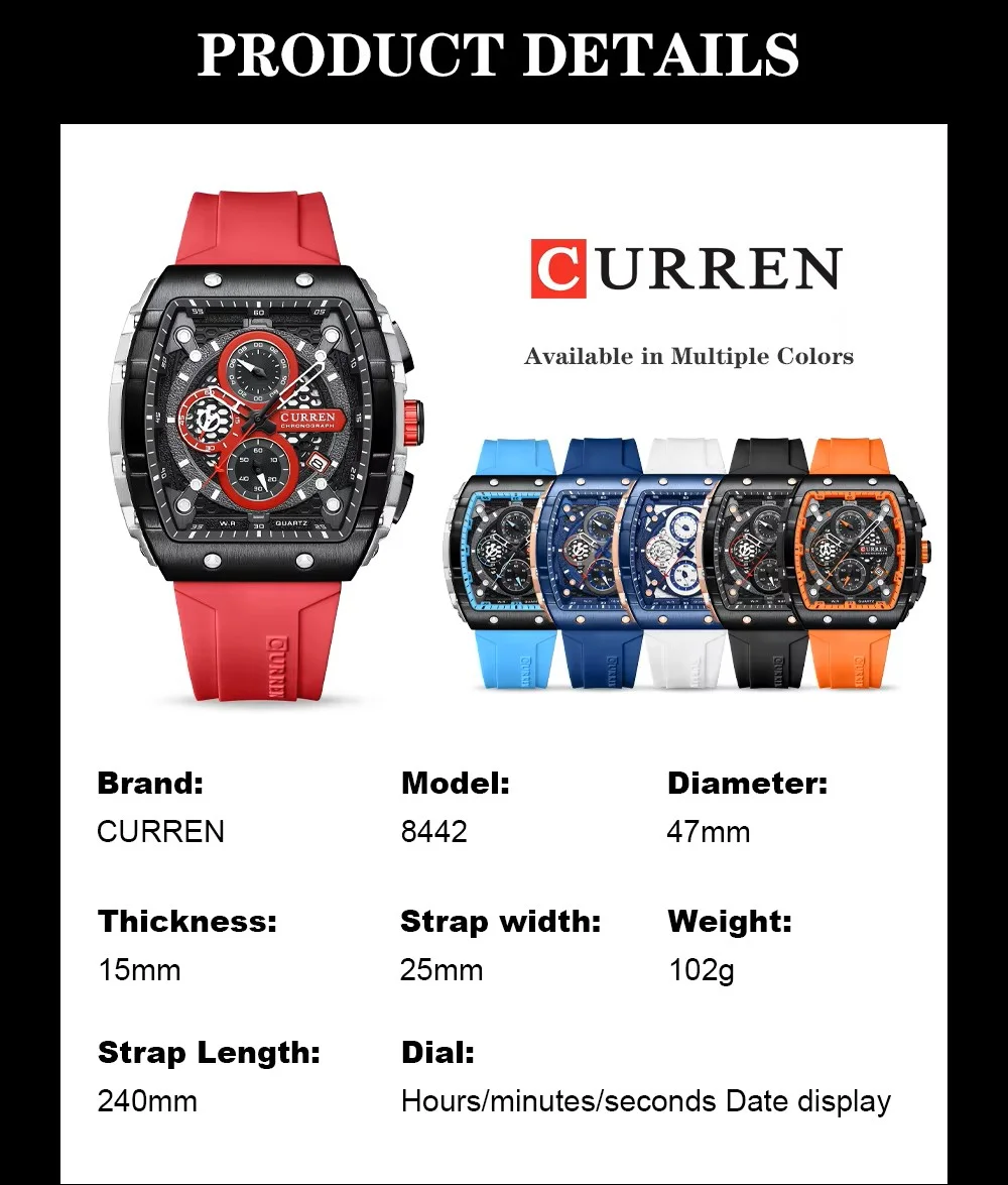 Curren 8442 men's quartz watch front view