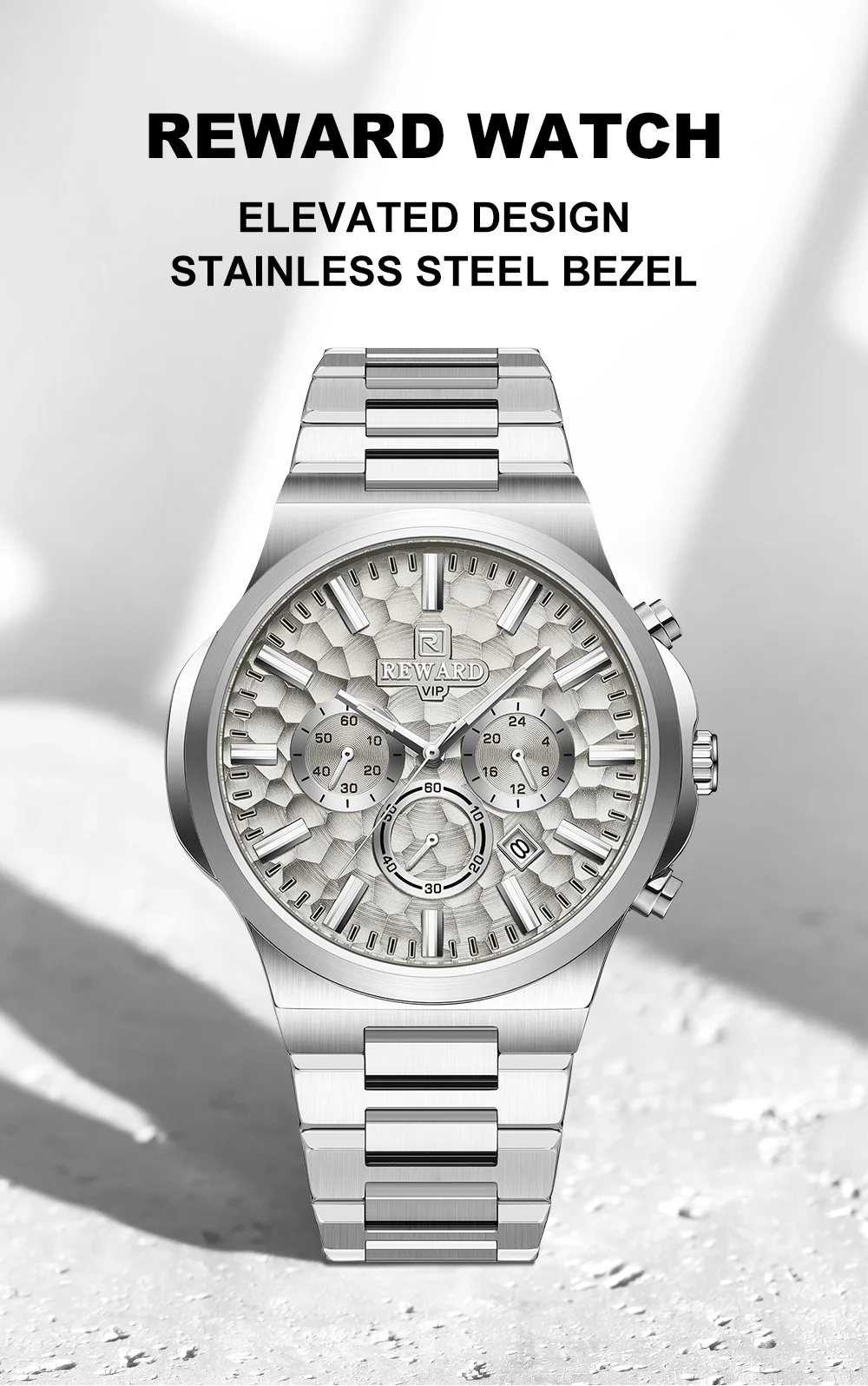 REWARD Men's Honeycomb Chronograph Stainless Steel Watch RD813050M