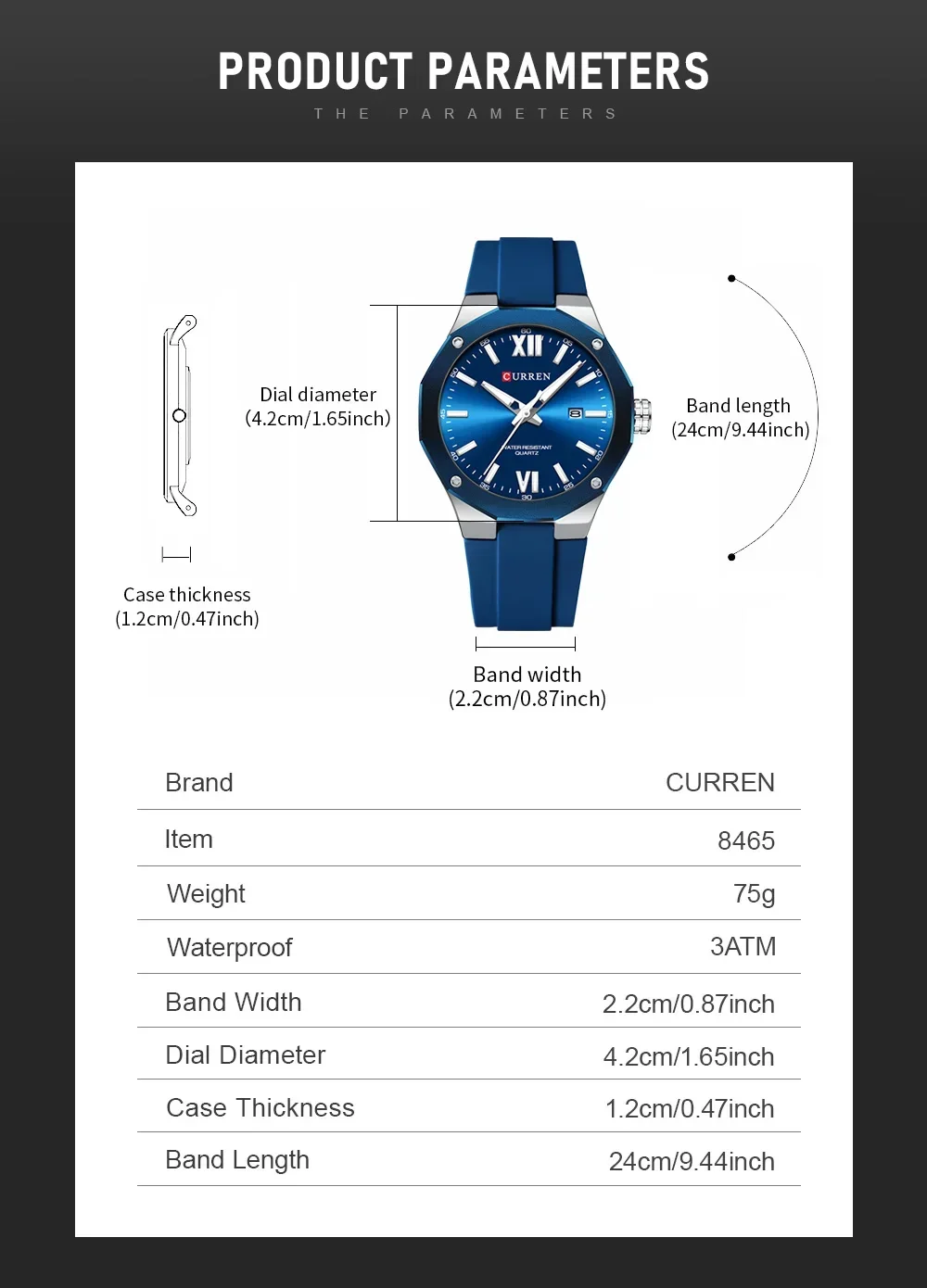 Curren 8465 packaging and accessories