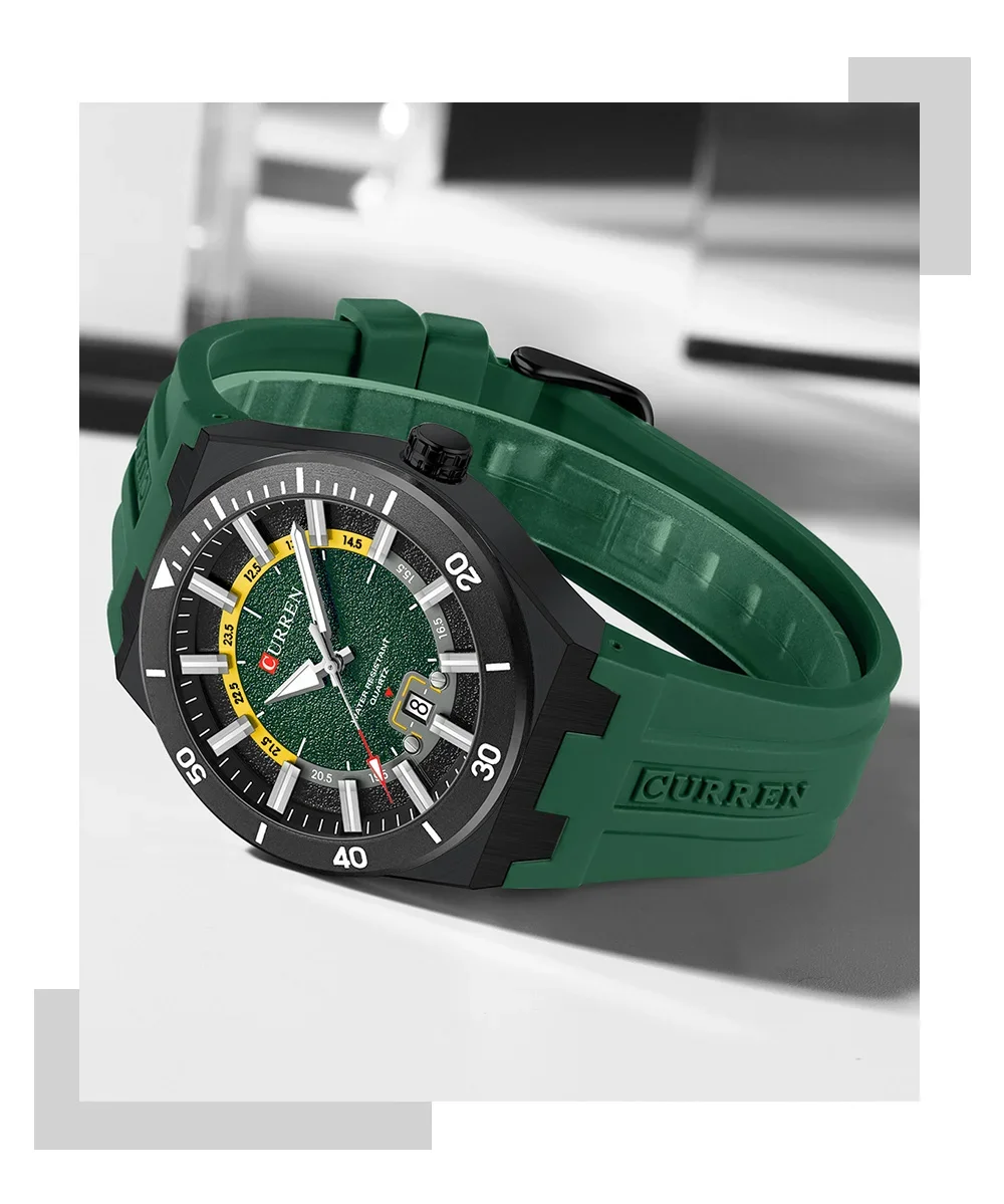 Soft Silicone Strap on Curren 8491 Watch