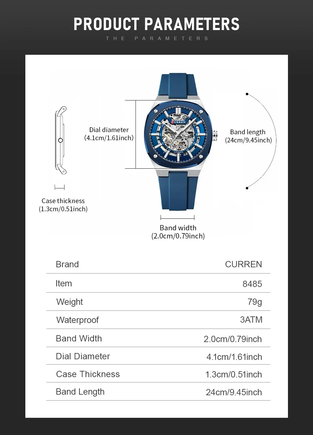 Curren 8485 Alloy Case Detail