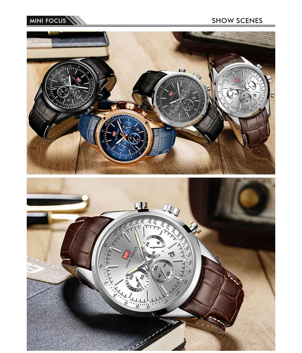 MINI FOCUS MF0116G Luminous Hands Waterproof Luxury Men Wristwatch | Ready to Ship