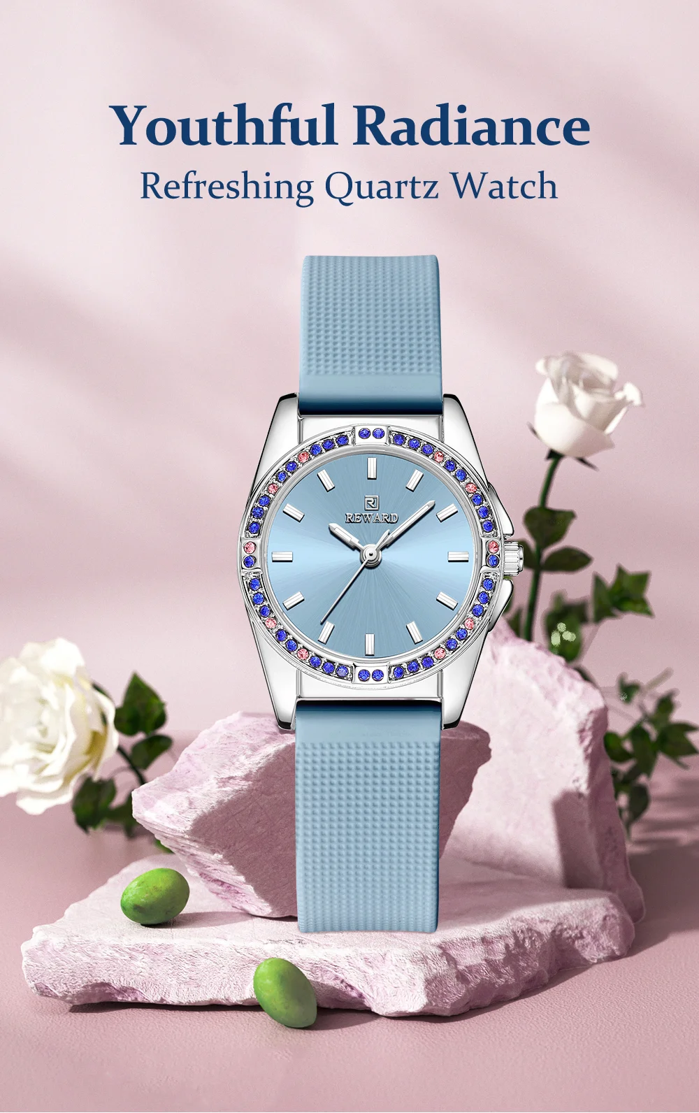 Wholesale REWARD RD232013L Luxury Diamond Fashion Silicone Lady's Wristwatch