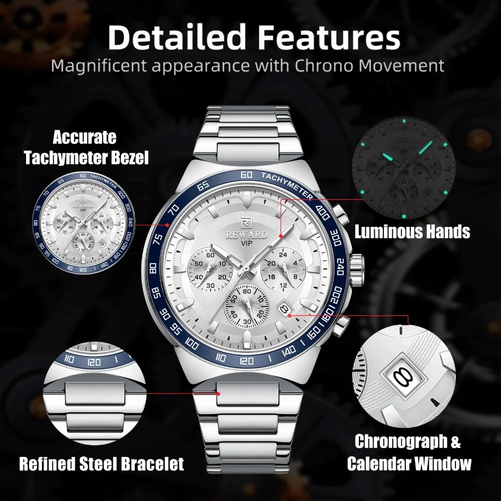 Glow in the dark dial of the Reward RD81967M watch