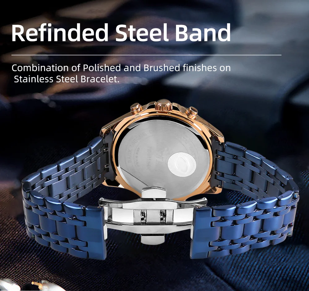 Reward VIP Watch Wave Dial Luminous Stainless Steel Fashion Watches RD81134M