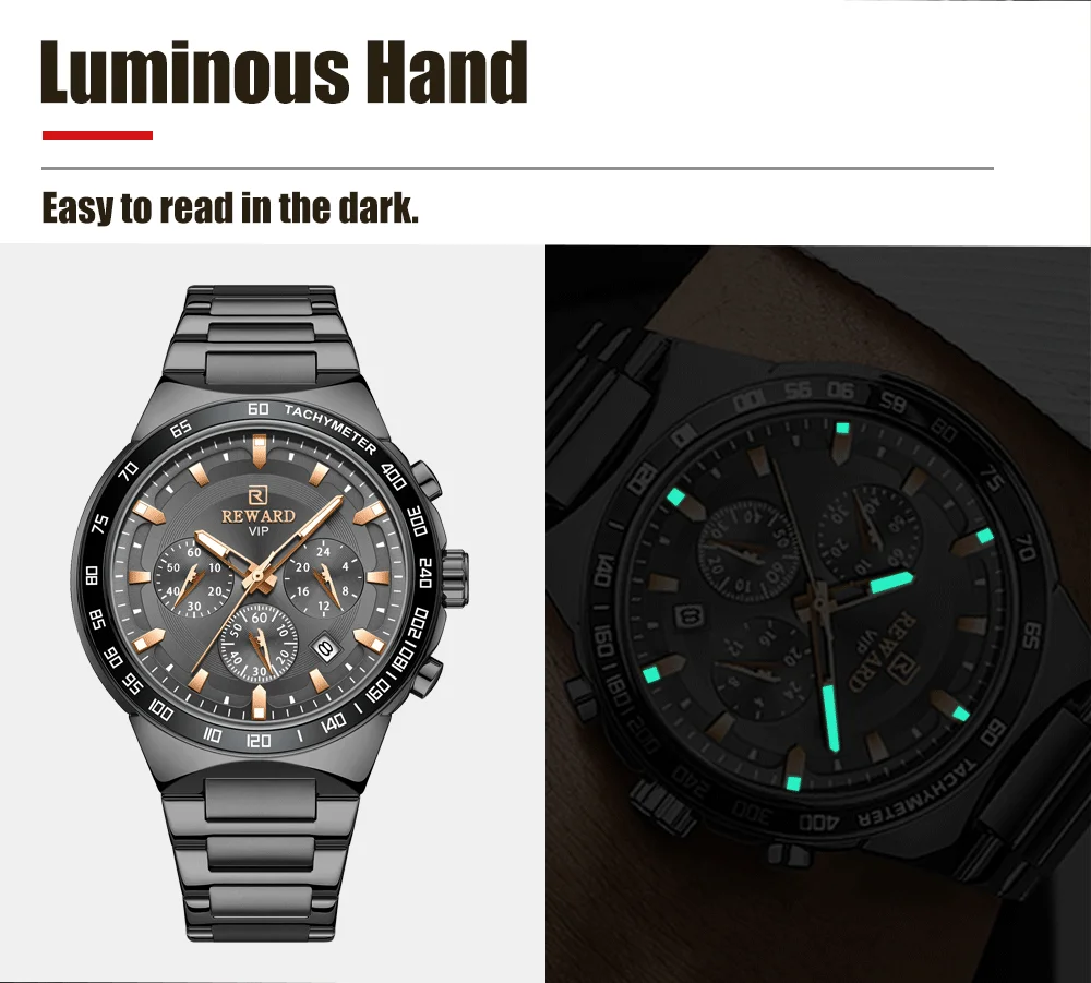 Reward RD81967M Men's watch Glow in the Dark 30M Water Resistant