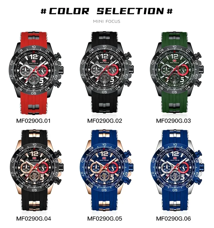 MINI FOCUS MF0290G Men Sports Quartz Watch front view