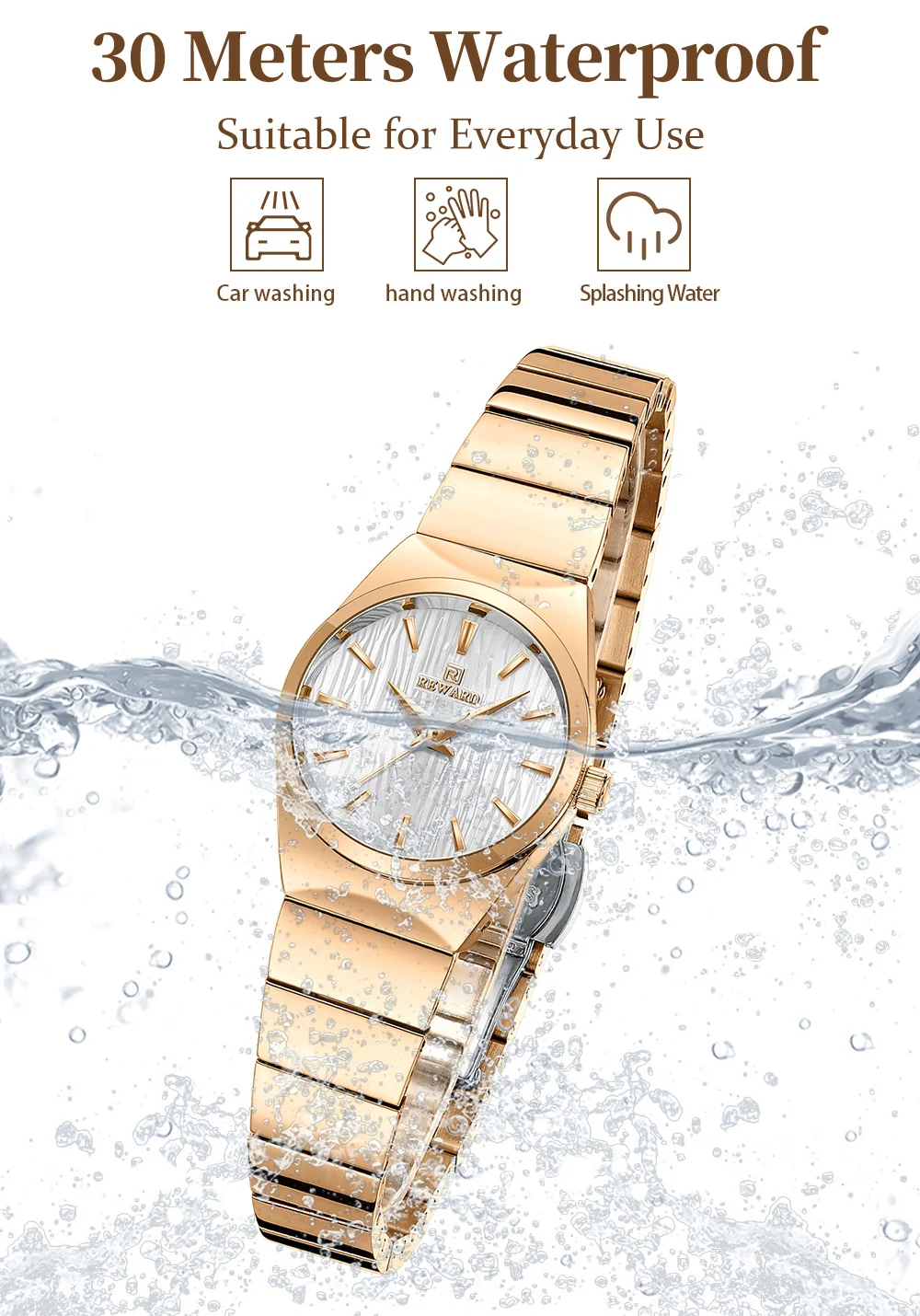 REWARD RD212836L Women Watch Classic Dress 30 Meters Waterproof Watch