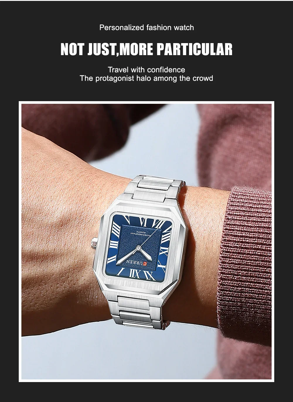 Wholesale CURREN 8482 Men's Luxury Square Watch – Roman Numeral Dial & 30M Waterproof