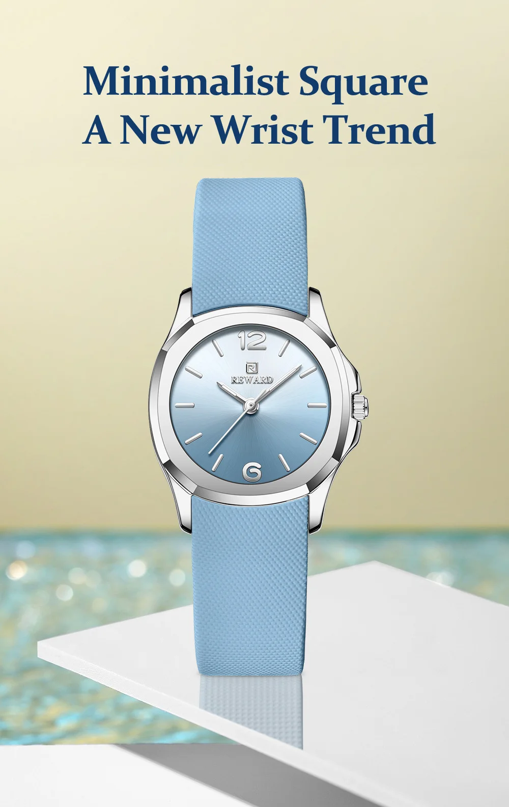 REWARD RD232267L Elegant Women's Silicone Strap Quartz Watch 30M Water Resistant