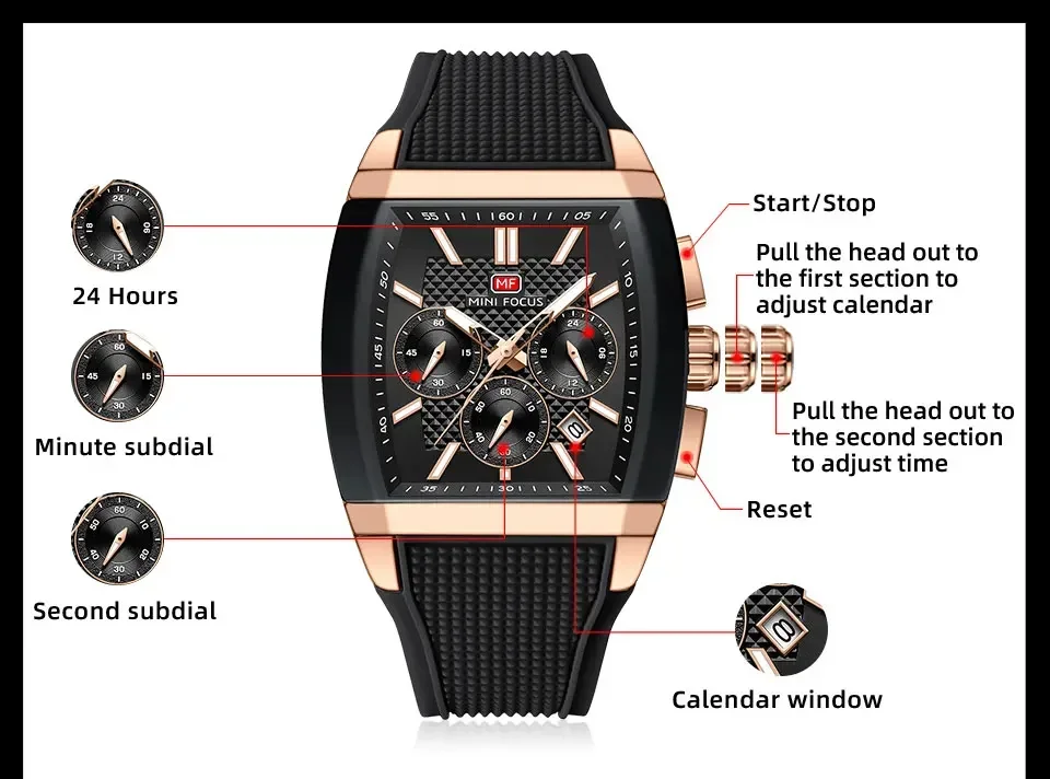 MINI FOCUS watch on a wrist in an outdoor setting