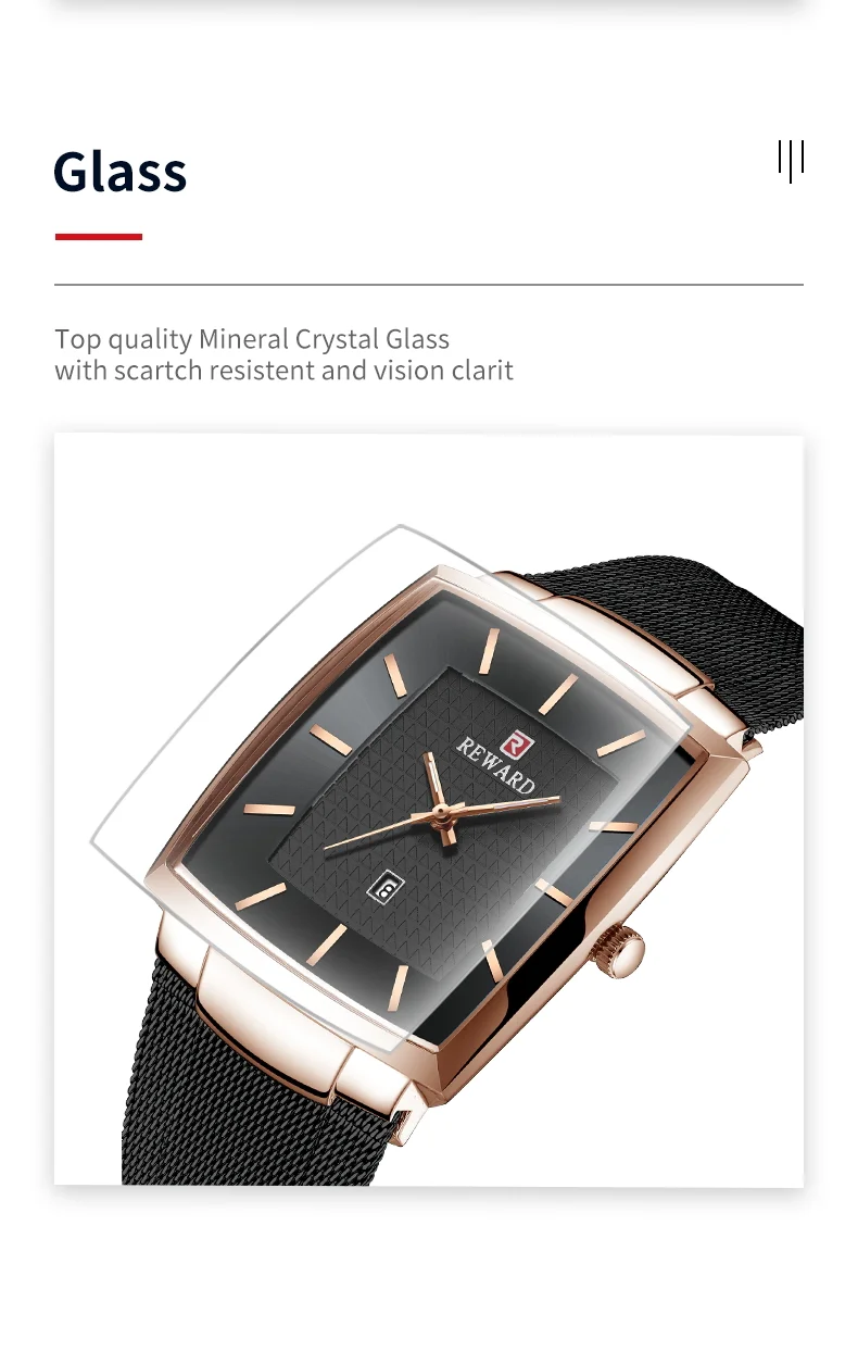 Reward RD62009M Luxury Business Men's Ultra-thin Casual Calendar Quartz Watches