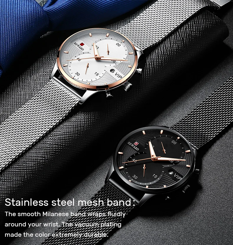 Reward RD82001M Men's Luxury Waterproof Ultra Thin Wrist Watches