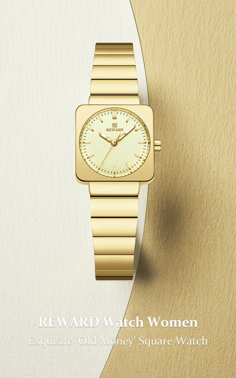 Reward RD212526L Women Square Case Round Dial Luminous Vintage Slim Watch