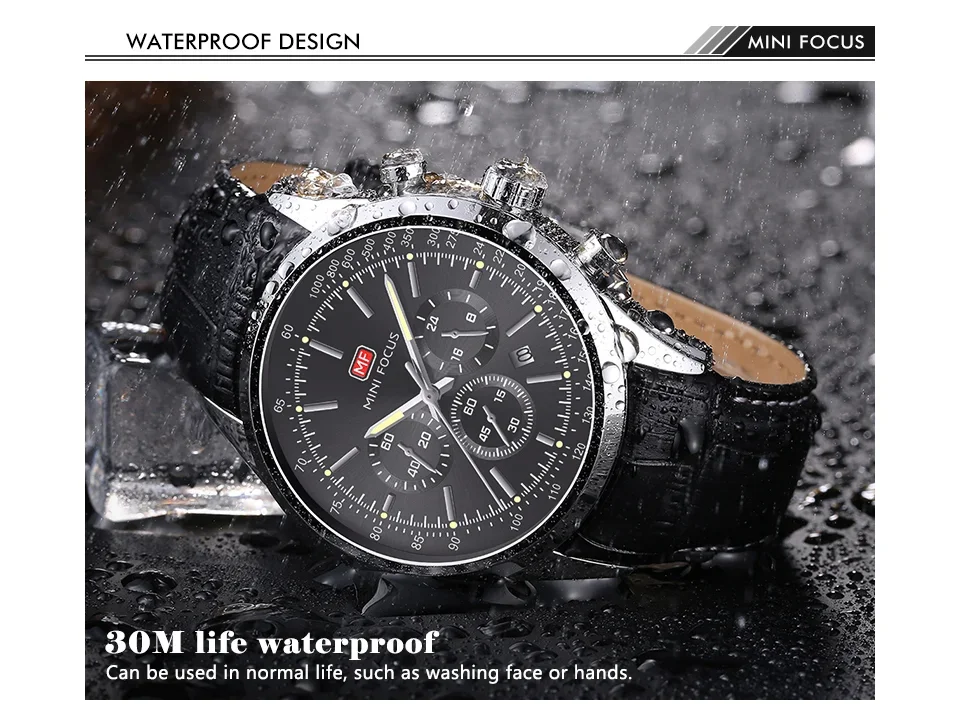 MINI FOCUS MF0116G Luminous Hands Waterproof Luxury Men Wristwatch | Ready to Ship