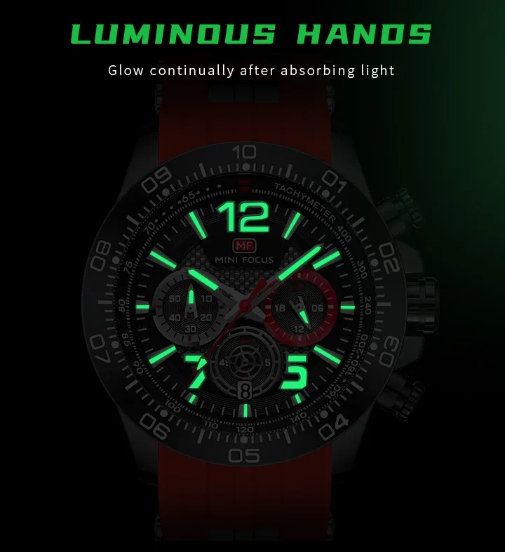MINI FOCUS MF0290G Men's Sports Quartz Watch Wholesale | Silicone Strap Chronograph Watch