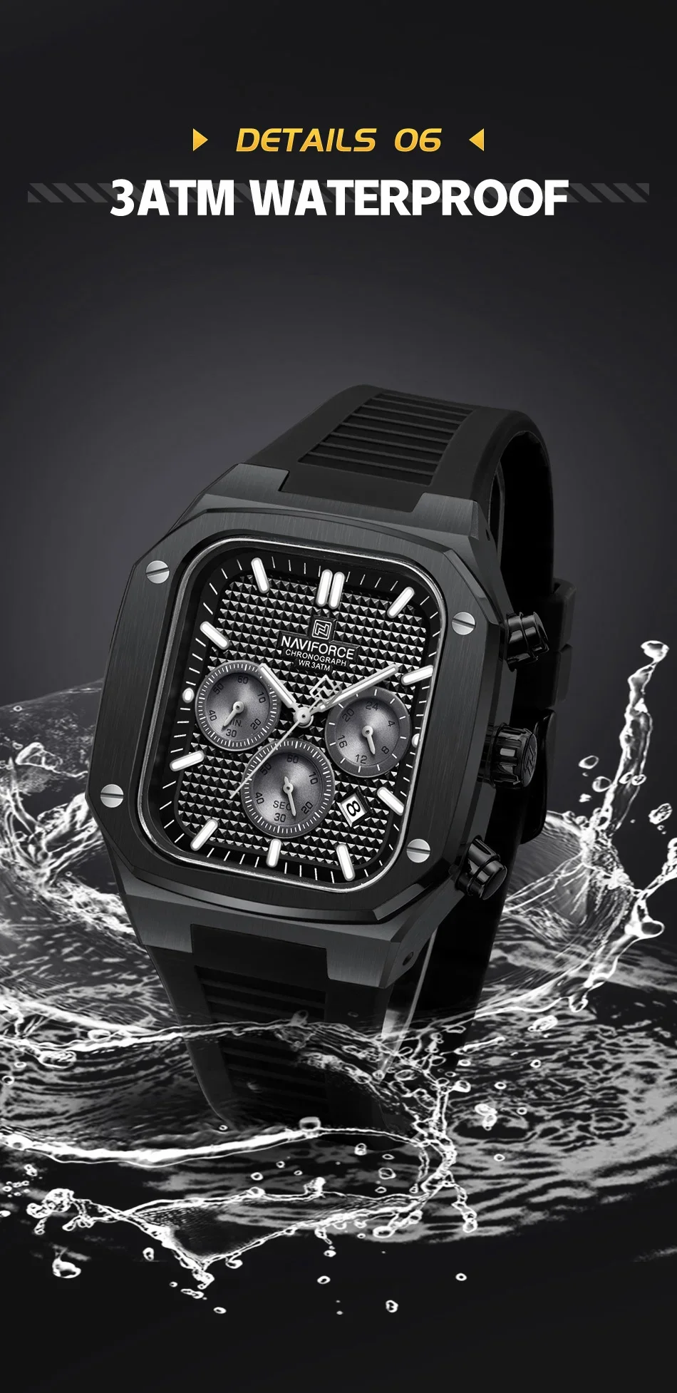 Wholesale Naviforce NF8037 3bar Men's Multifunction & Luminous Quartz Watches