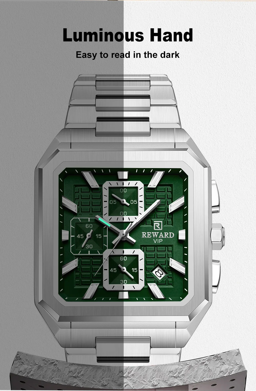 REWARD New Watch for Men High Quality Polishing Double Layered Case Square Chronograph RD813149M